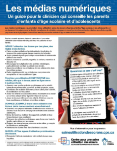 Les médias numériques : Un guide pour le clinicien qui conseille les parents d’enfants d’âge scolaire et d’adolescents