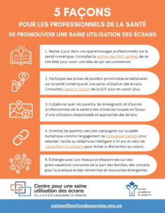 5 façons pour les professionnels de la santé de promouvoir une saine utilisation des écrans