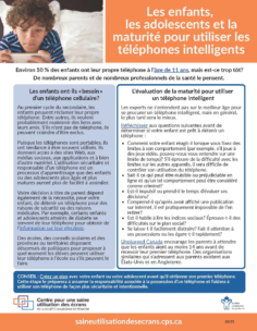 Les enfants, les adolescents et la maturité pour utiliser les téléphones intelligents